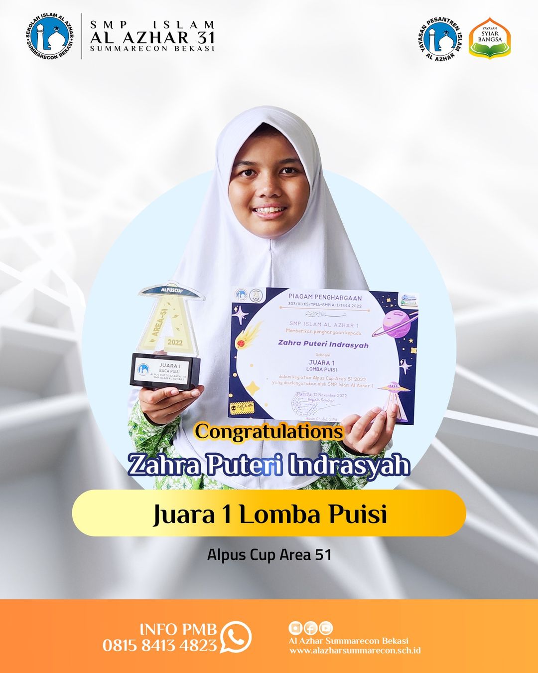 SMPIA 31 Meraih Lomba Puisi di Alpus Cup Area 51