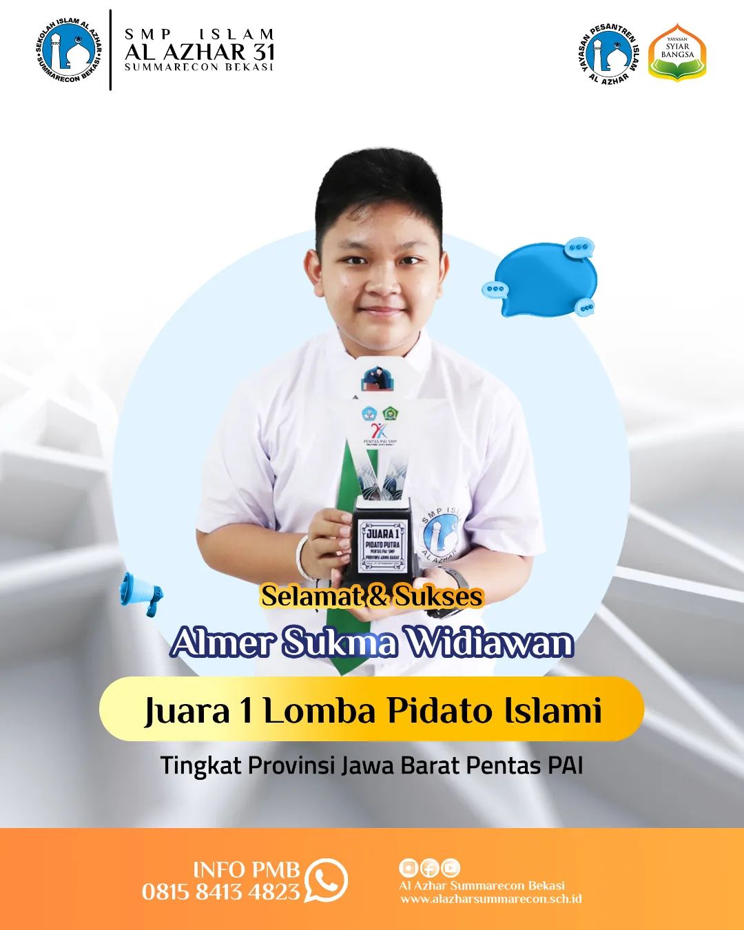 SMPIA 31 Meraih Juara 1 Lomba Pidato Islami Tingkat Provinsi Jawa Barat Pentas PAI