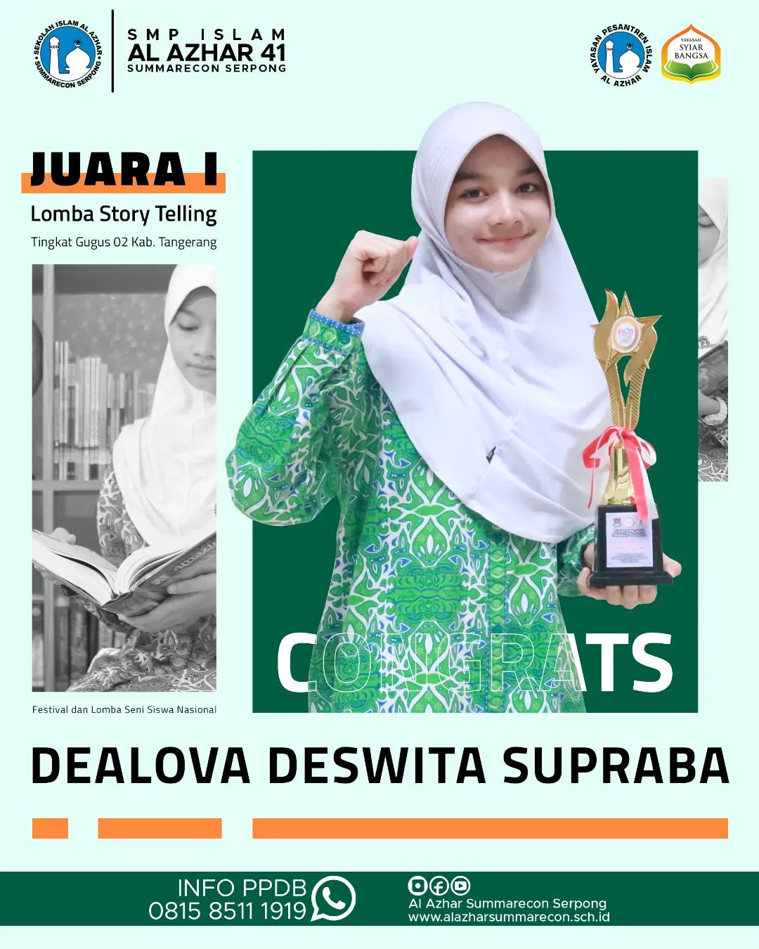 Juara 1 Lomba Story Telling Tingkat Gugus 02 Kab. Tangerang