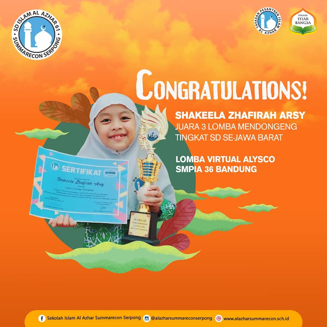 Prestasi SD Islam Al Azhar 61 Juara III dalam Lomba Virtual Alysco 2021