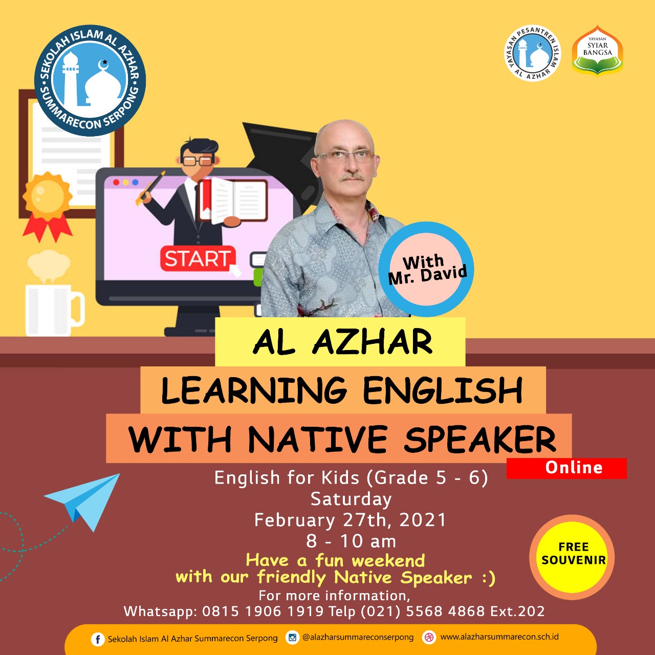 AL AZHAR ENGLISH CLASS VIRTUAL WITH NATIVE SPEAKER SMP ISLAM AL AZHAR 41 SUMMARECON SERPONG