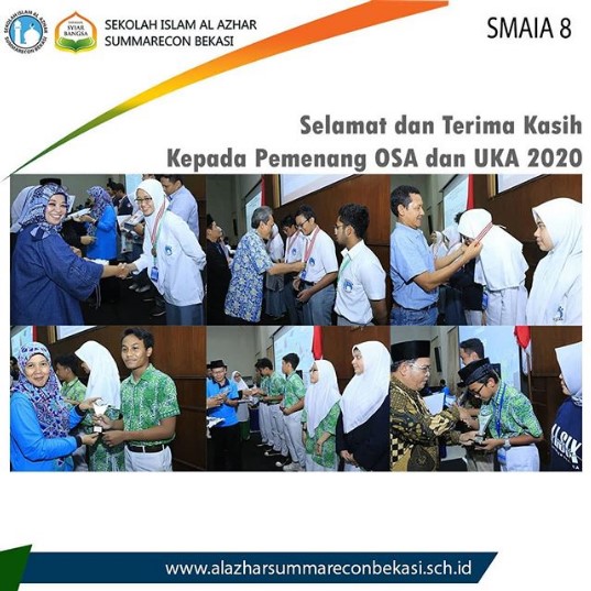 SMA ISLAM AL AZHAR 8 SUMMARECON BEKASI RAIH PRESTASI DI AJANG OLIMPIADE SAINS AL AZHAR DAN UNJUK KREASI AL AZHAR (OSA DAN UKA) 2020